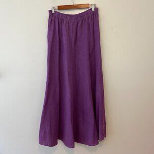 Click Color Me Cotton Purple Linen A-Line Maxi Skirt Womens Small